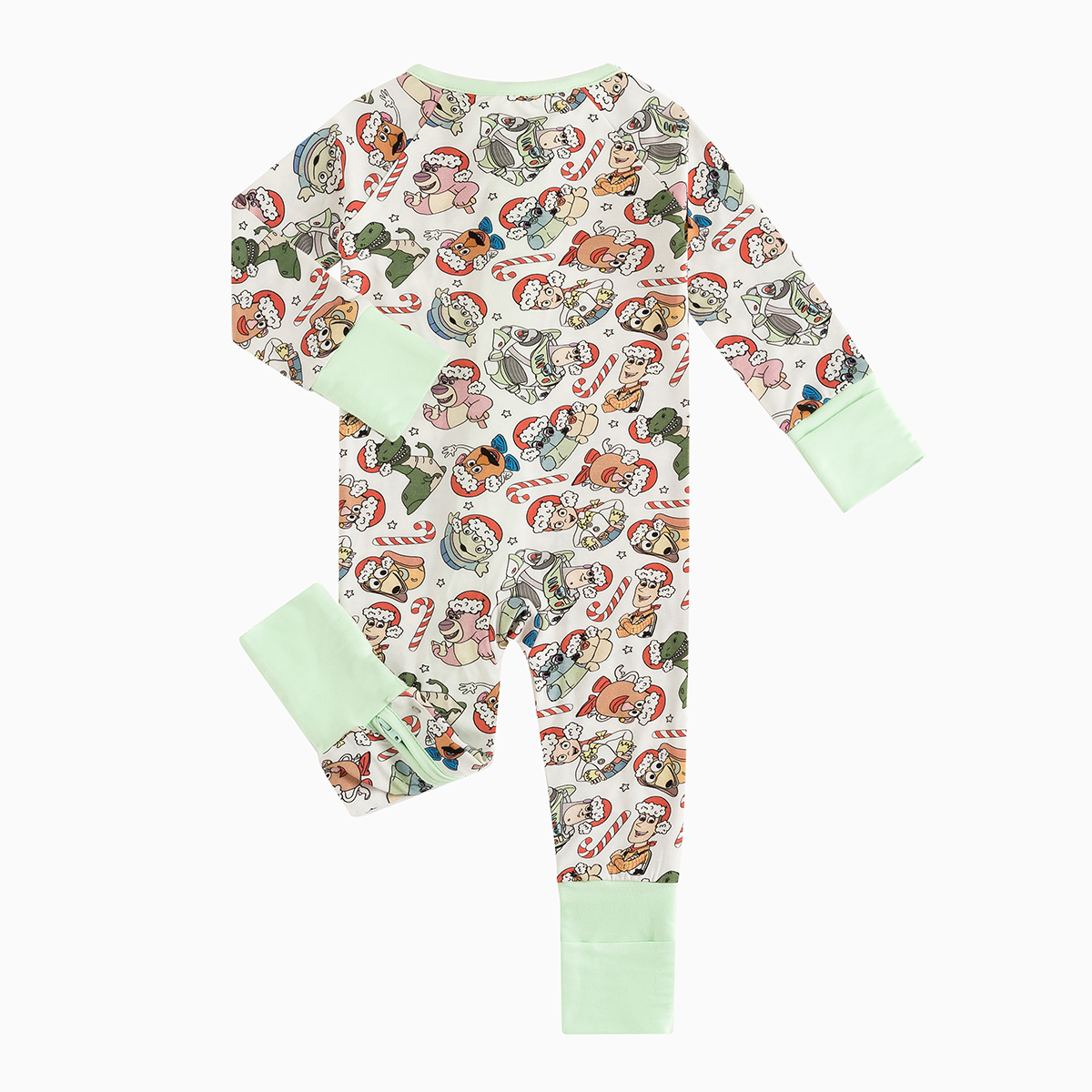 Christmas Candy Cane Toy Baby Bamboo Zipper Romper Pajamas
