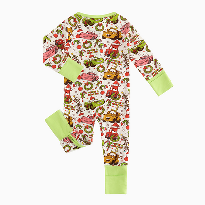 Christmas Toy Pals Baby Bamboo Zipper Romper Pajamas