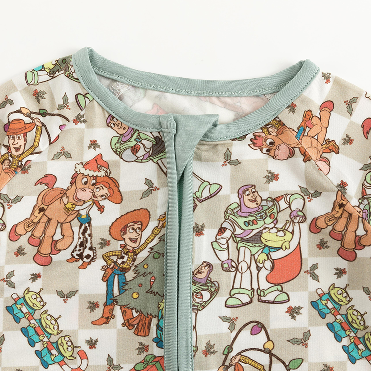 Christmas Toy Story Baby Bamboo Zipper Romper Pajamas