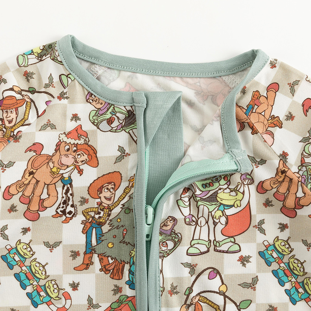 Christmas Toy Story Baby Bamboo Zipper Romper Pajamas