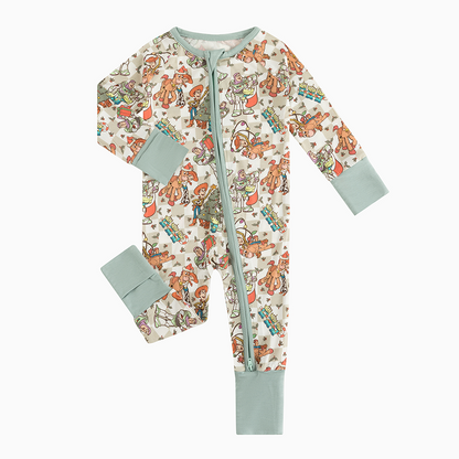 Christmas Toy Story Baby Bamboo Zipper Romper Pajamas