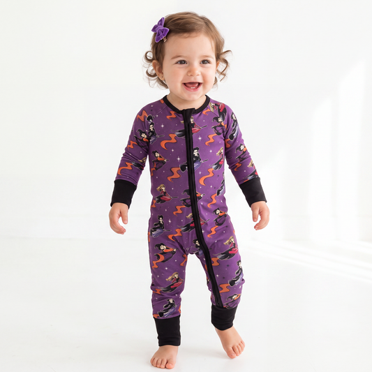 Witches On Broomsticks Bamboo Zippy Pajama Romper
