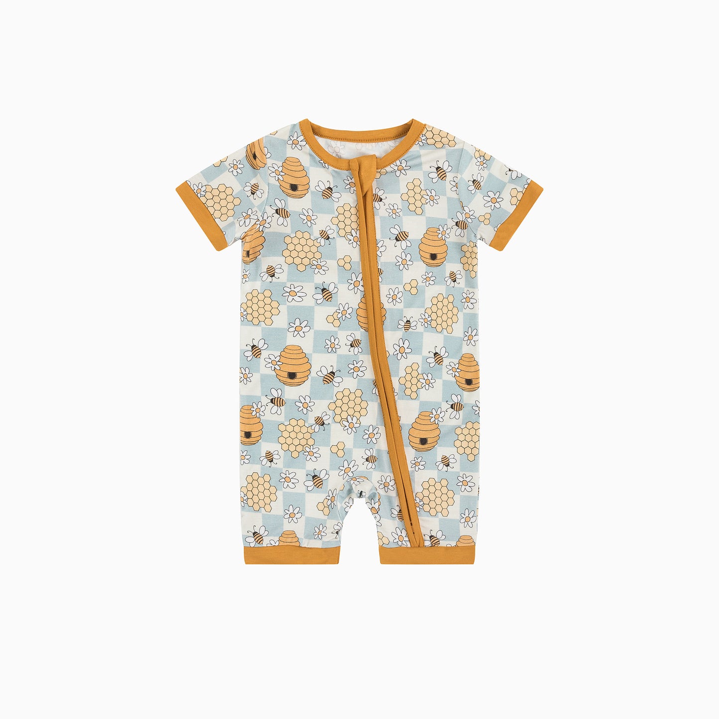 Yellowwish Short Bamboo Zippy Baby Romper