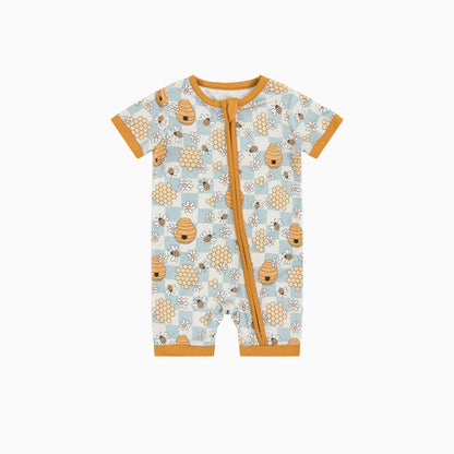 Yellowwish Short Bamboo Zippy Baby Romper