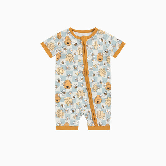 Yellowwish Short Bamboo Zippy Baby Romper