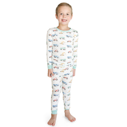 Ensemble de pyjama à manches longues à manches longues en bambou à imprimé de football