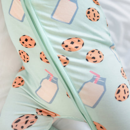 Cookies Milk Bamboo Zipper Romper Pajamas