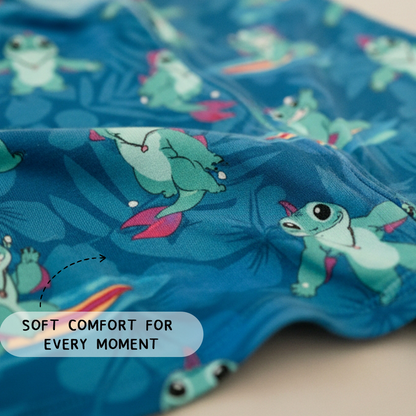 Surfing Dino Ocean Island Bamboo Zipper Romper Pajamas