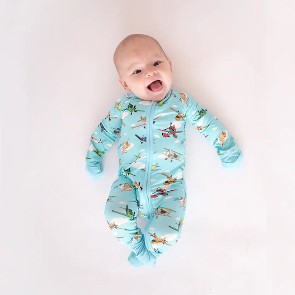 Bamboo baby zip romper pajamas