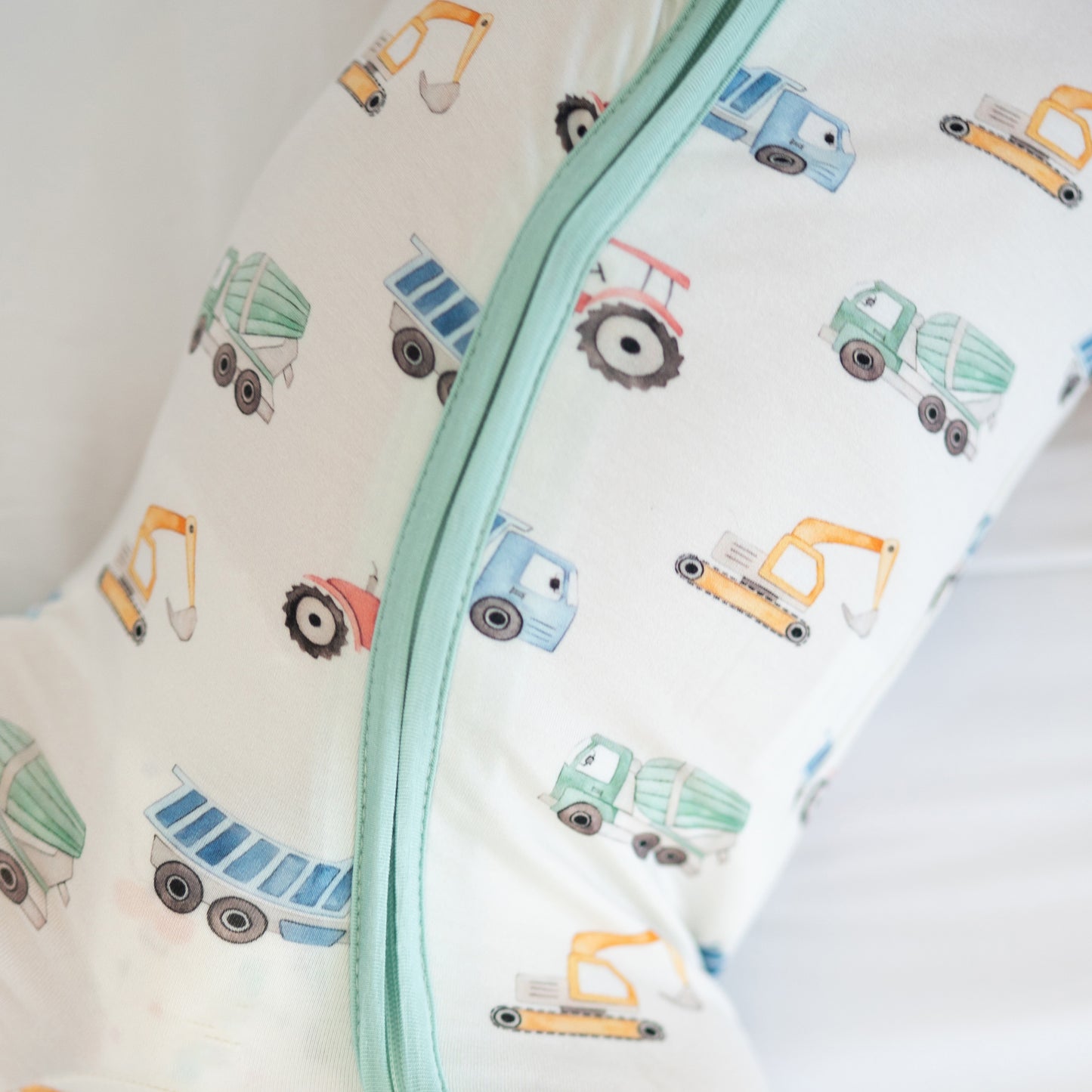 Excavator Truck Bamboo Zipper Romper Pajamas