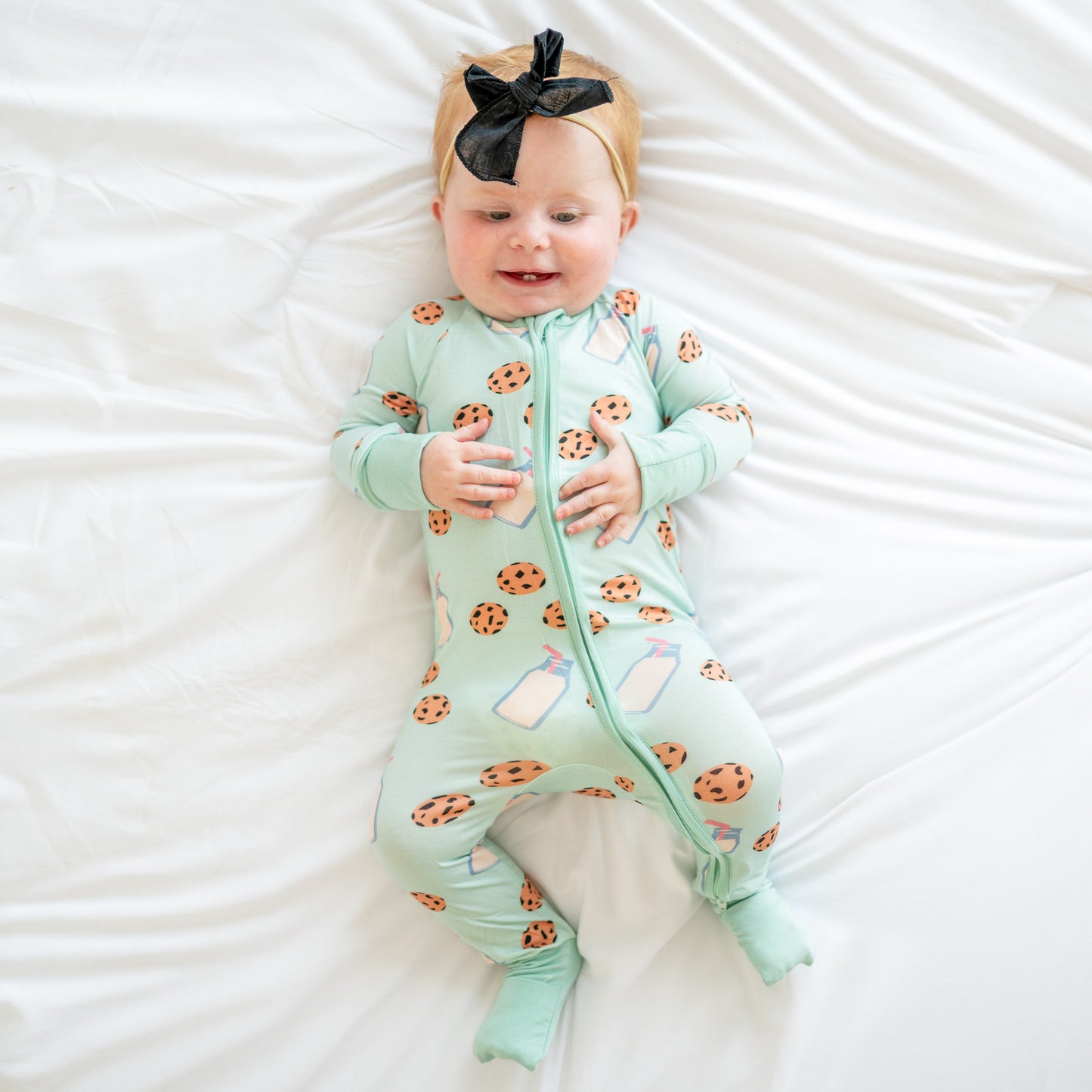 Cookies Milk Bamboo Zipper Romper Pajamas
