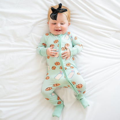 Cookies Milk Bamboo Zipper Romper Pajamas