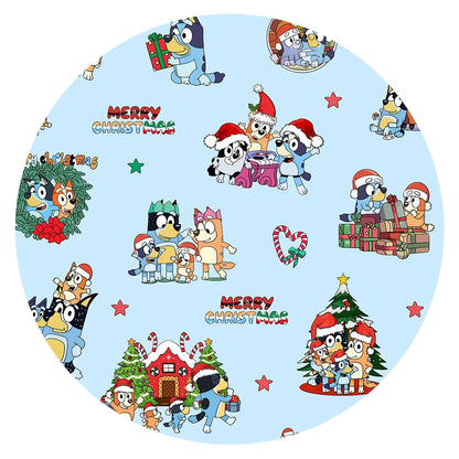 Christmas Dog Friends and Trees Gifts on Sky Blue Baby Bamboo Zipper Romper Pajamas