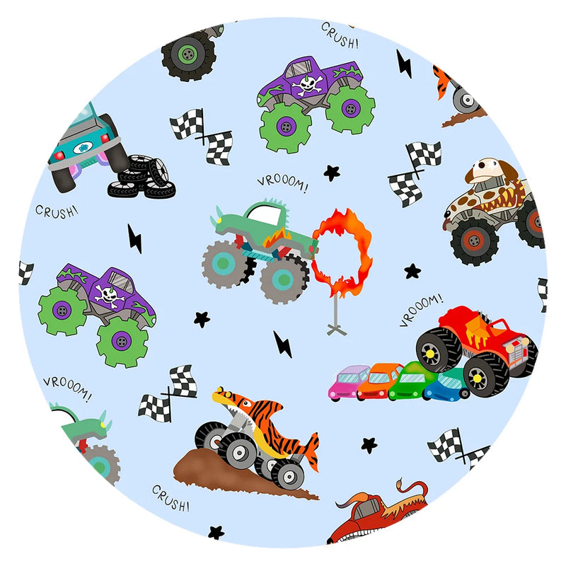 Big Wheels Truck Race Journey on Blue Kids Bamboo Two-Piece Pajama Set