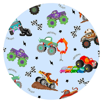 Big Wheels Truck Race Journey on Blue Kids Bamboo Two-Piece Pajama Set