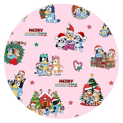 Christmas Dog Friends and Trees Gifts on Pink Baby Bamboo Zipper Romper Pajamas