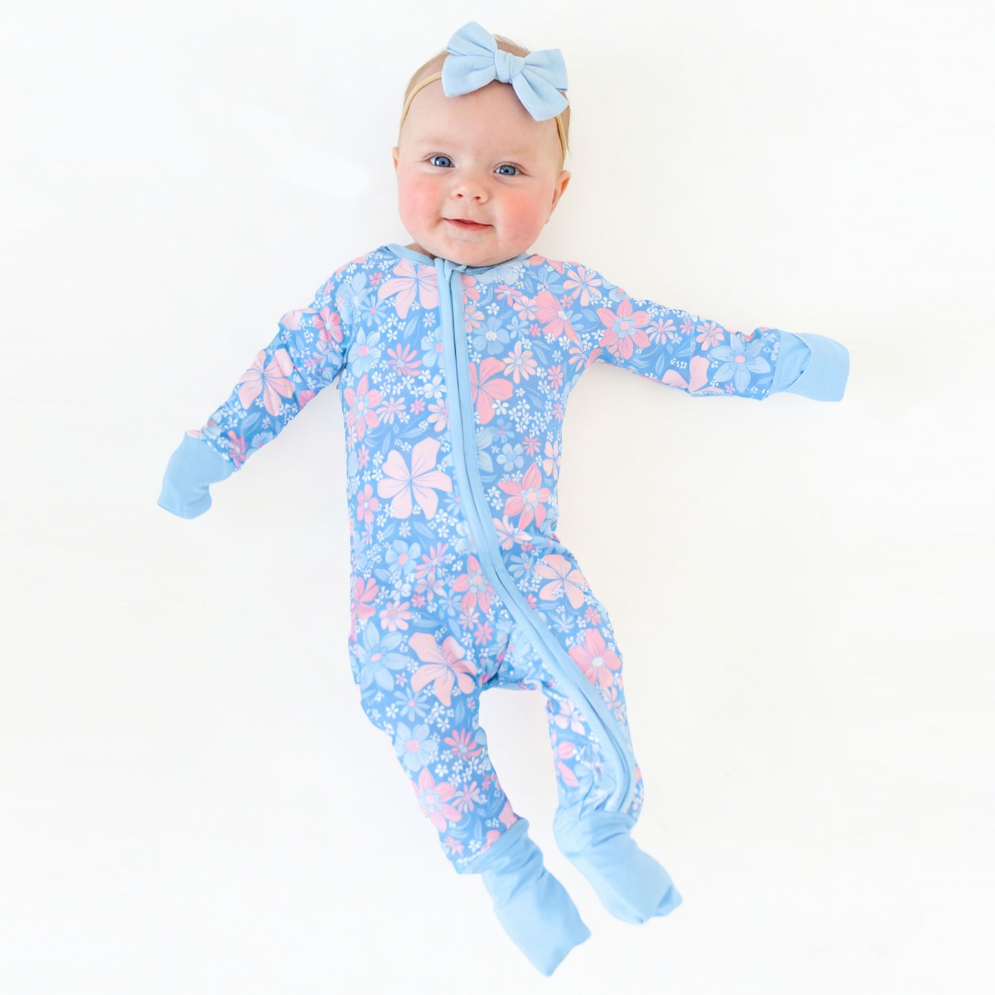 Baby Bamboo Zipper Pajama Romper Spring Petal Party