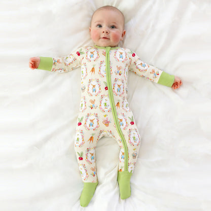 Easter Garden Bunny with Carrots Baby Bamboo Zipper Pajama Romper