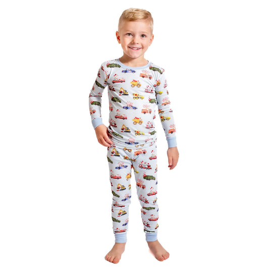 Valentine Hearts on Wheels Kids Bamboo Two-Piece Pajama Set