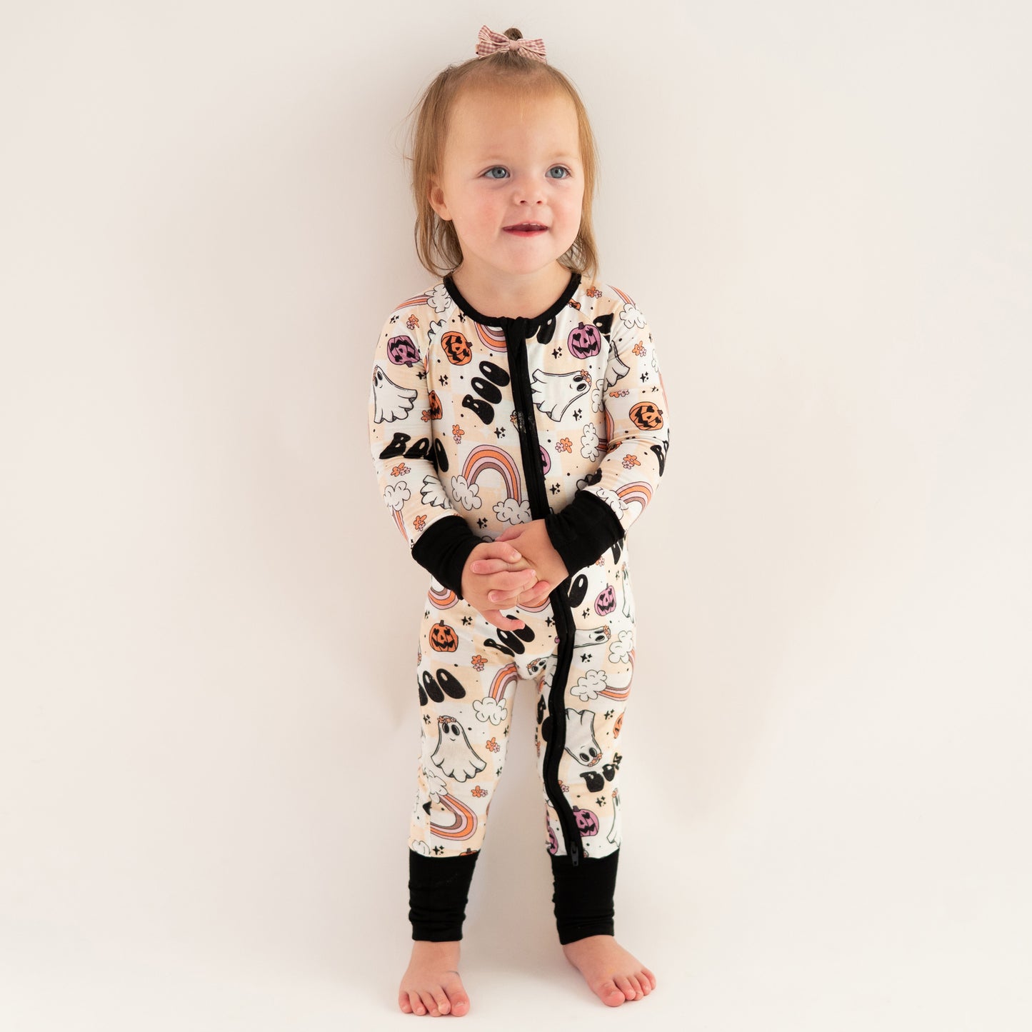 Halloween Rainbow Ghost Baby Bamboo Zipper Romper Pajamas