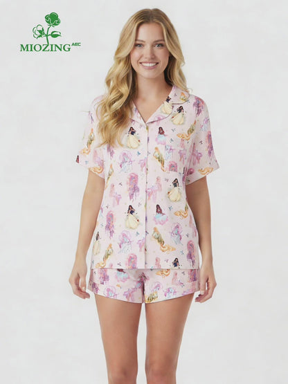 Fairytale Princess Magic Pink Women's Bamboo Short Sleeve Pajama Set