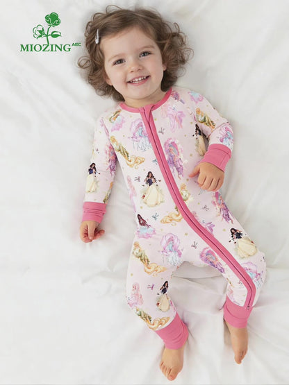 Fairytale Princess Magic Pink Bamboo Zipper Romper Pajamas